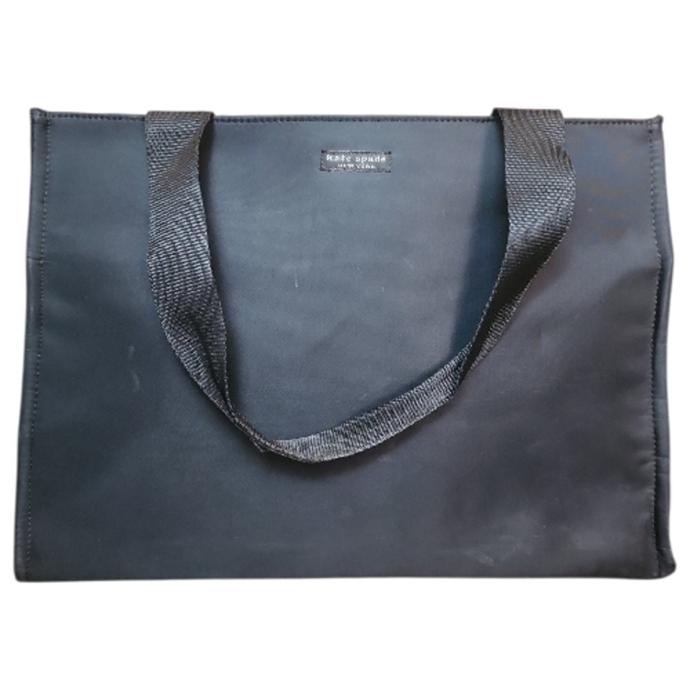 KATE SPADE | Elegant‎ Black Vinyl Tote Bag Pink Interior Side Pockets Zipper Top